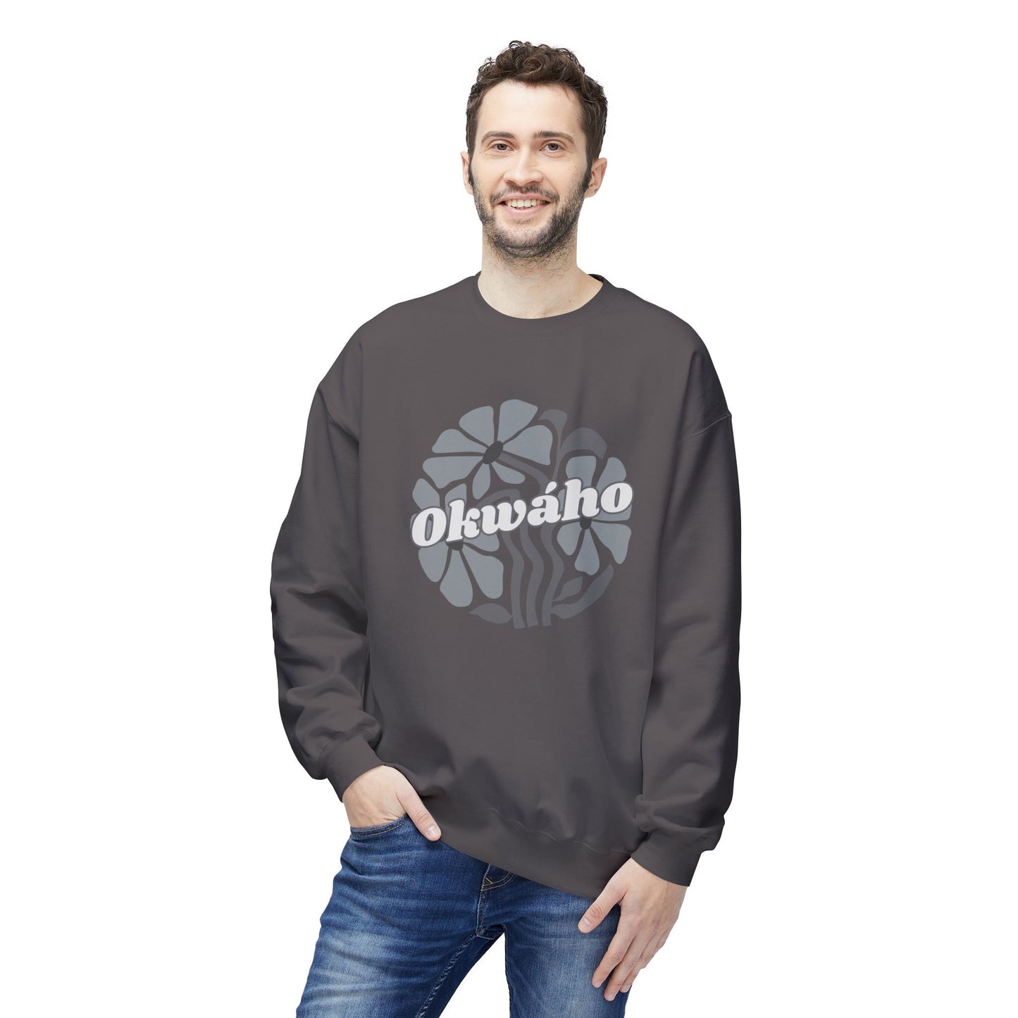 "Okwaho/Wolf" Unisex Fleece Crewneck Sweatshirt