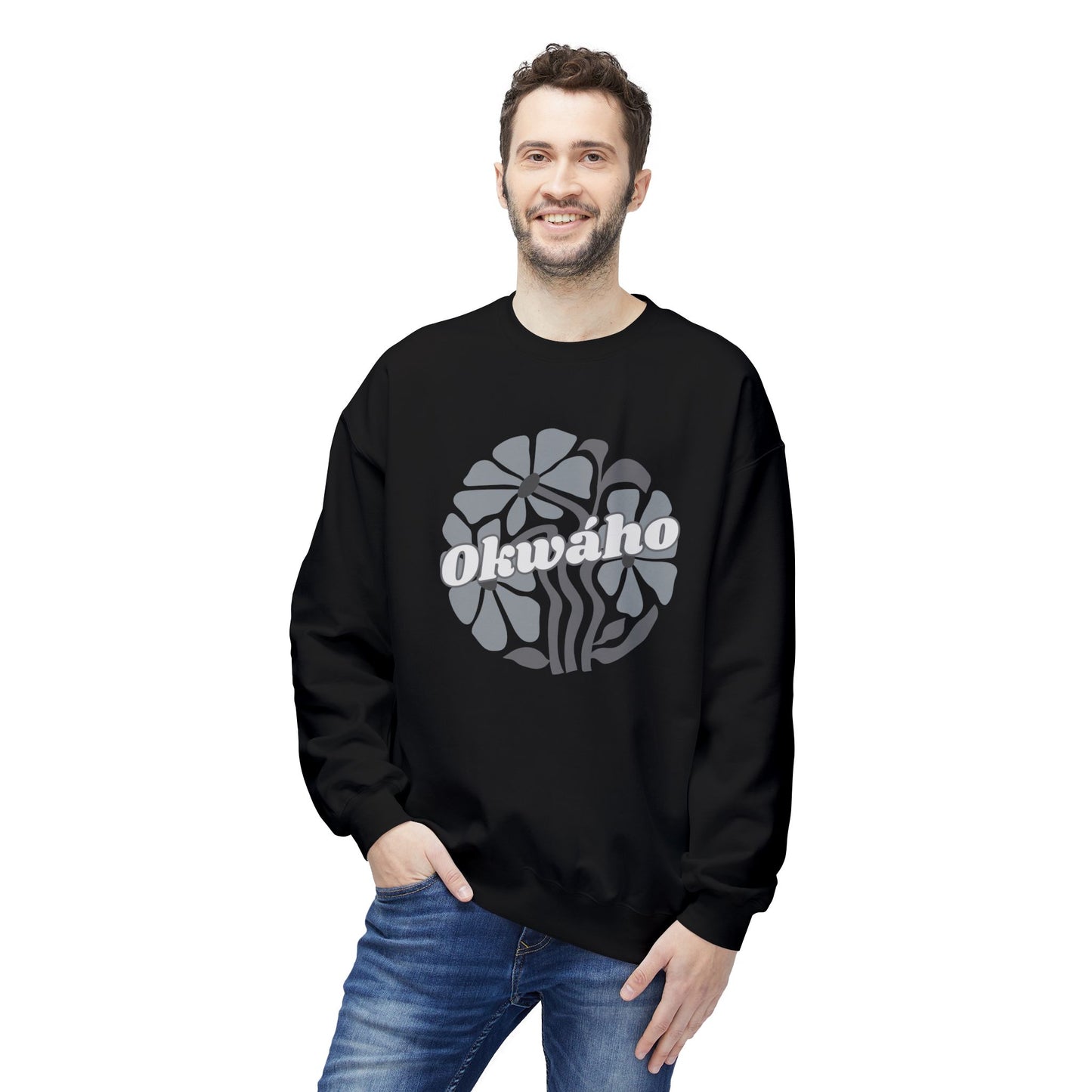 "Okwaho/Wolf" Unisex Fleece Crewneck Sweatshirt