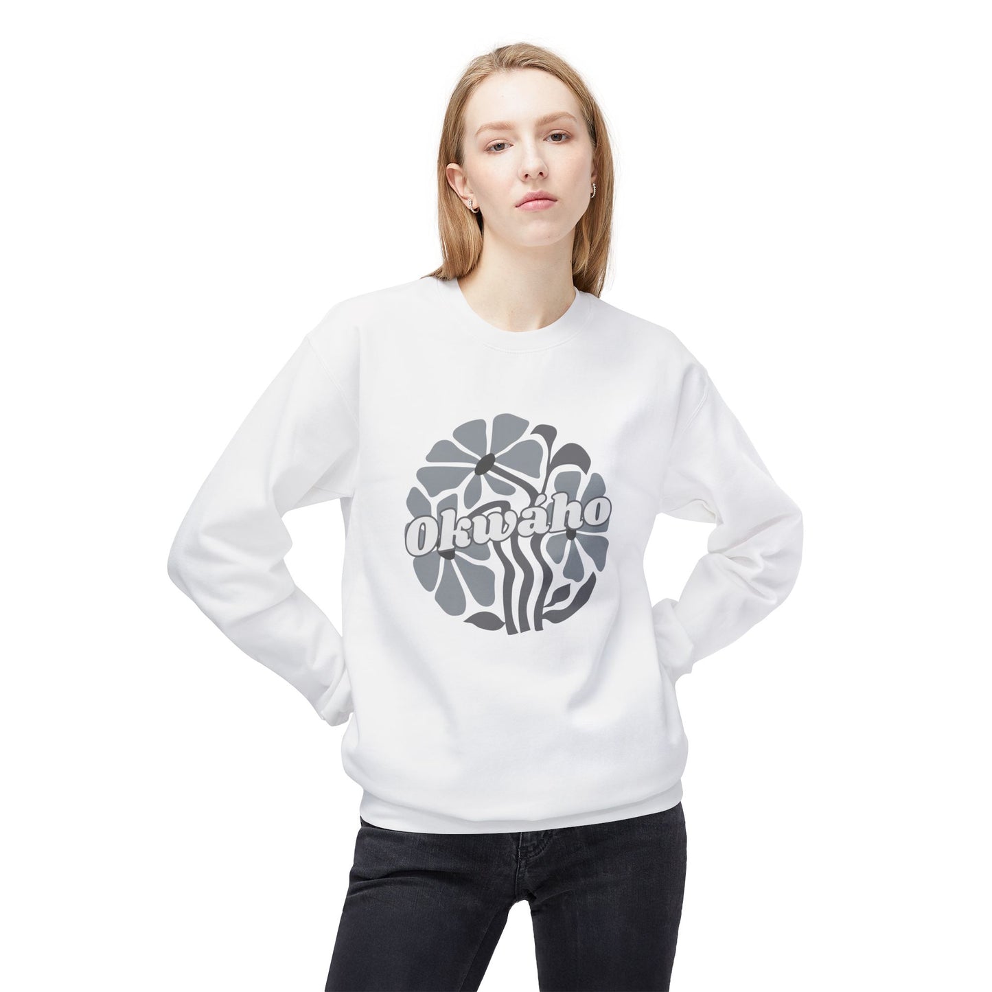 "Okwaho/Wolf" Unisex Fleece Crewneck Sweatshirt